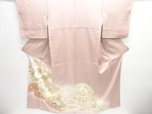 作家物　地紙に鶴模様一つ紋色留袖